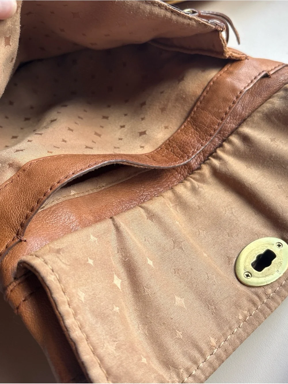 Vintage Fossil Stanton Top Zip Crossbody Leather Satchel